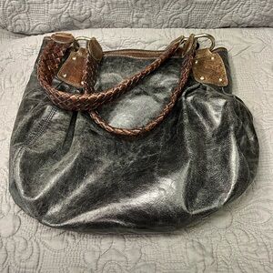 Tano Black and Brown Leather Tote Bag